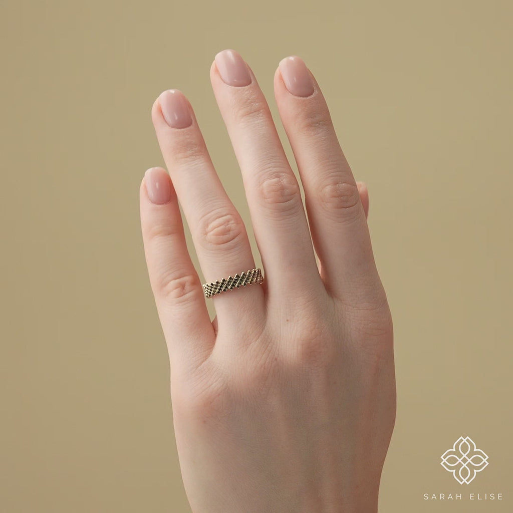 natural black diamond gold band