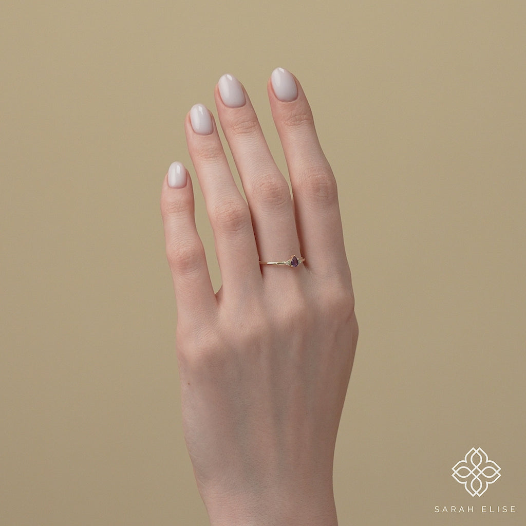 pear cut amethyst and diamond ring