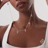 Turquoise and Lab Grown Diamond Drop Necklace, Isantha