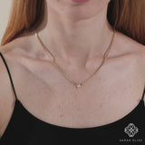 petite cuban chain necklace with heart pendant with april birthstone natural diamonds