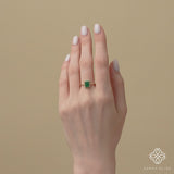 ethically sourced emerald diamond engagement ring