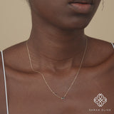 minimalist black diamond baguette solid gold necklace for her