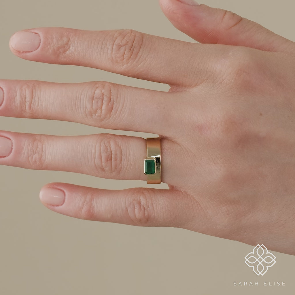ethically sourced octagon emerald band
