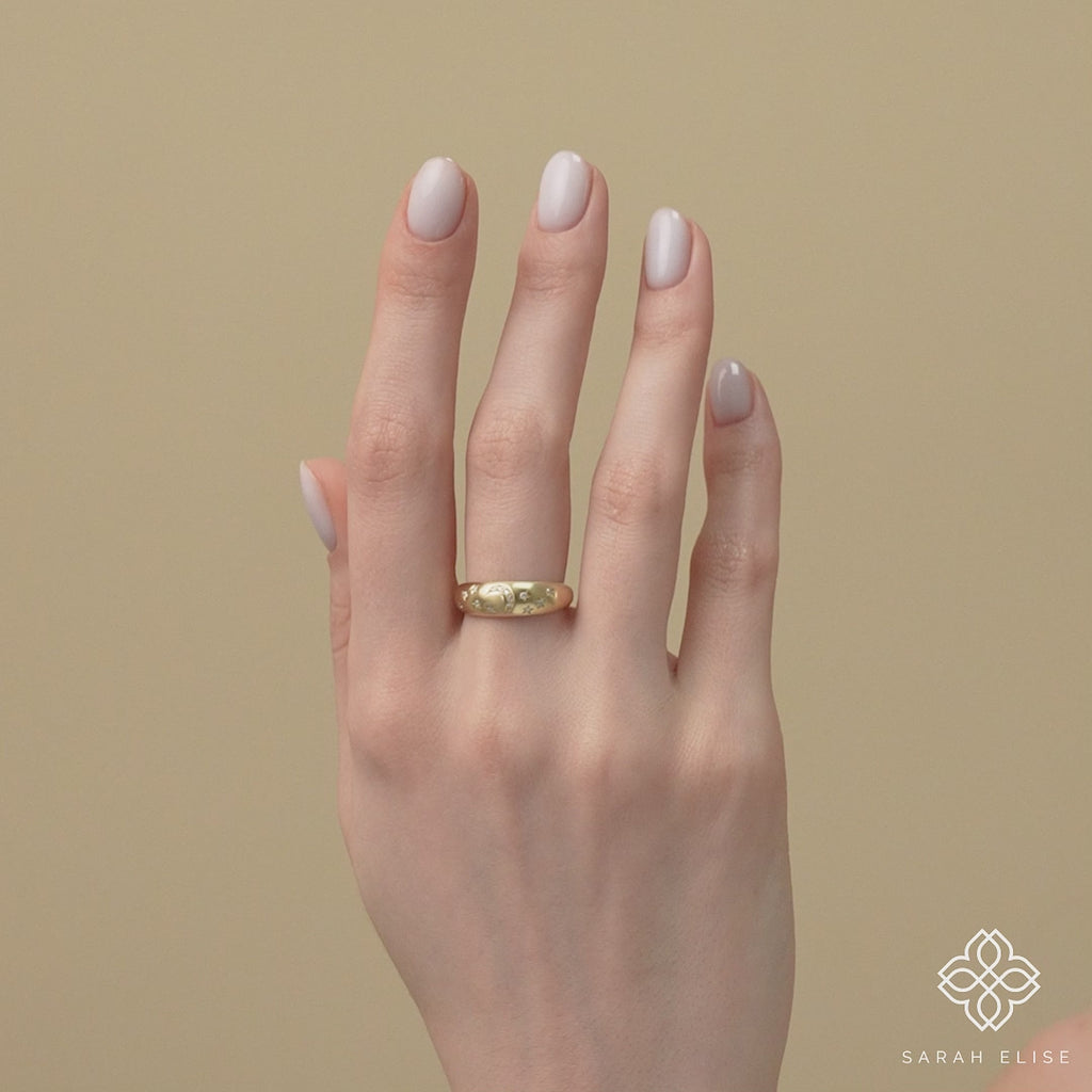 mini white diamond stars with crescent moon