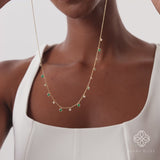 Lab Diamond and Emerald Dangle Necklace, Nyelith