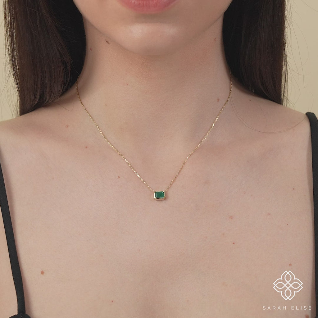 14k or 18k emerald gold pendant necklace for her