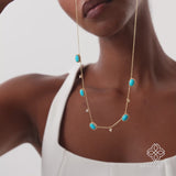 Turquoise and Lab Diamond Station Necklace, Tyrene