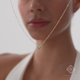 Solid Gold Emerald Oval Necklace, Loa