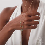 Lab Grown Diamond and Emerald Lariat Necklace, Seralith