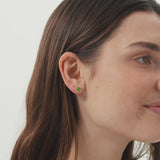 Natural Peridot Studs with Diamond Halo, Elswyth