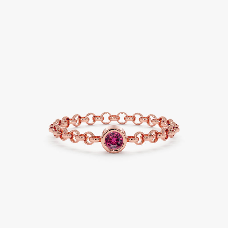 rose gold pink gem link ring
