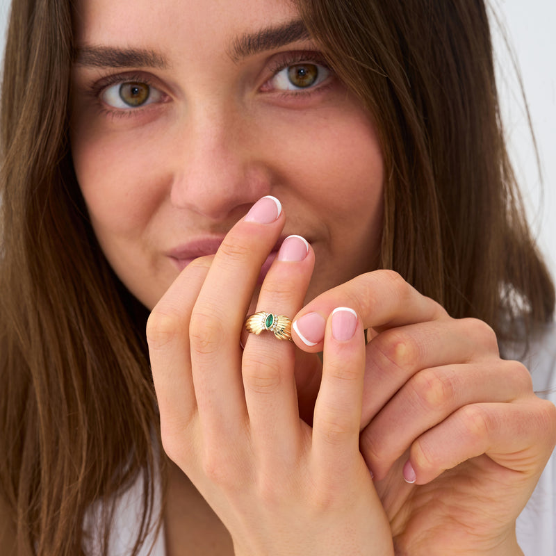 Vintage Marquise Emerald Ring, Zephyra