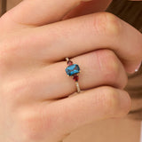 Three Stone Blue Topaz Cocktail Ring, Maelis