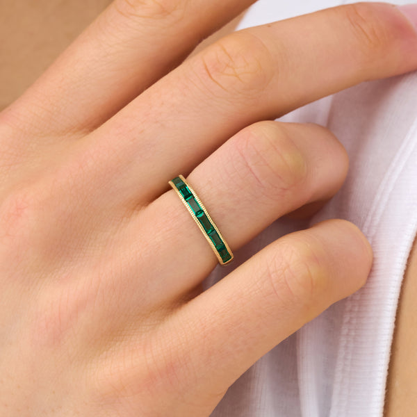 Channel Set Baguette Emerald Ring, Amoret