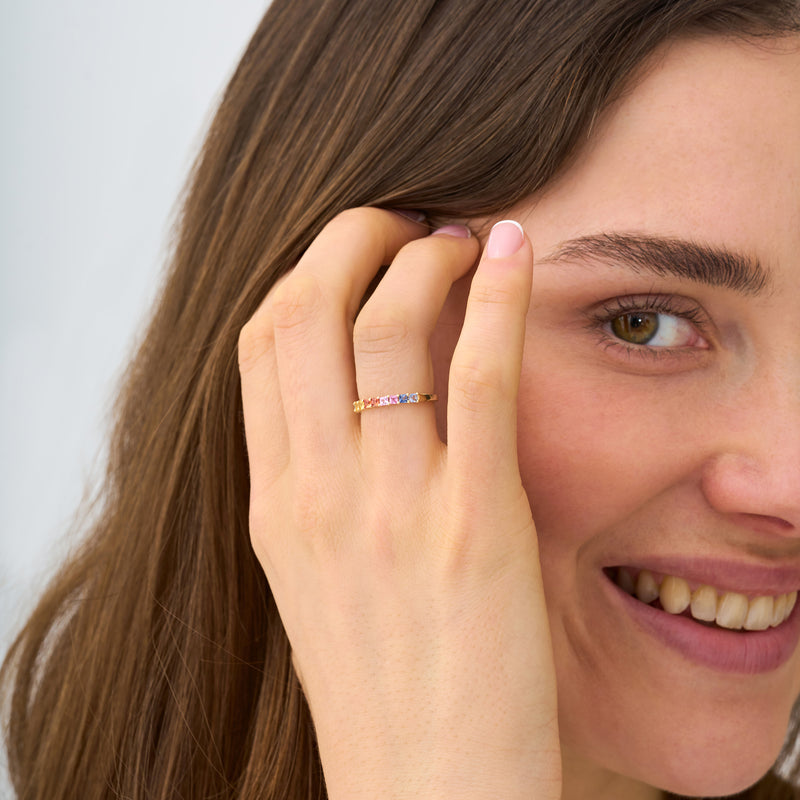 Princes-Cut Rainbow Sapphire Ring, Cyra