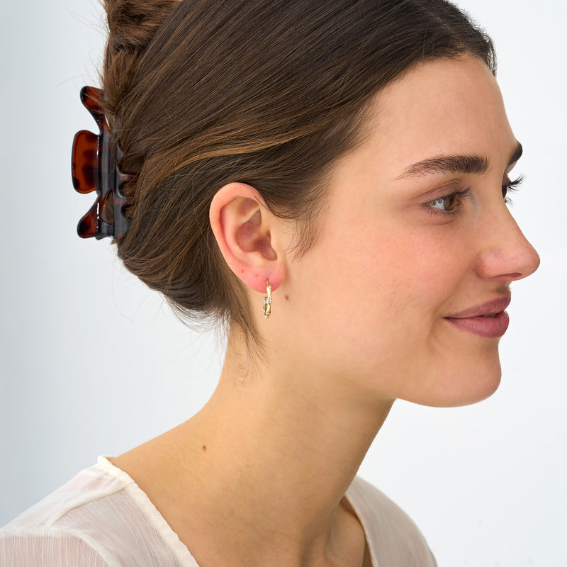 Solid Gold Diamond Hoop Earrings, Ingrid