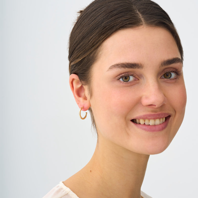 Solid Gold Diamond Hoop Earrings, Ingrid