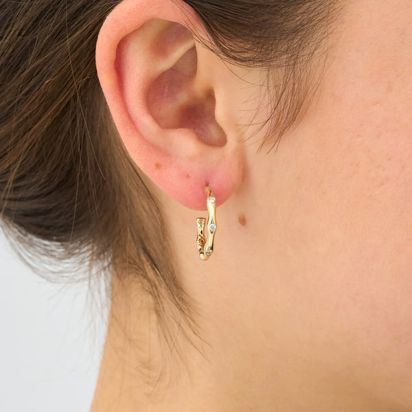 Solid Gold Diamond Hoop Earrings, Ingrid