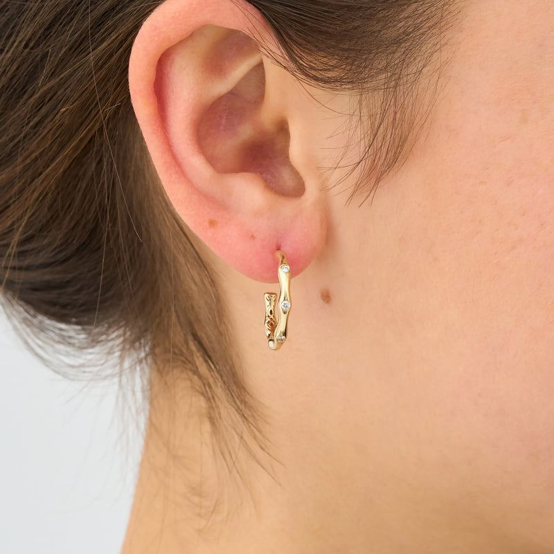 Solid Gold Diamond Hoop Earrings, Ingrid