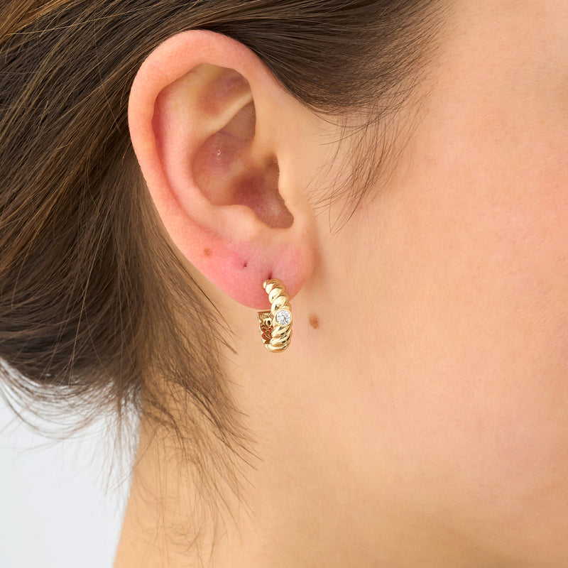 Lab Grown Rope Hoop Earrings, Araminta