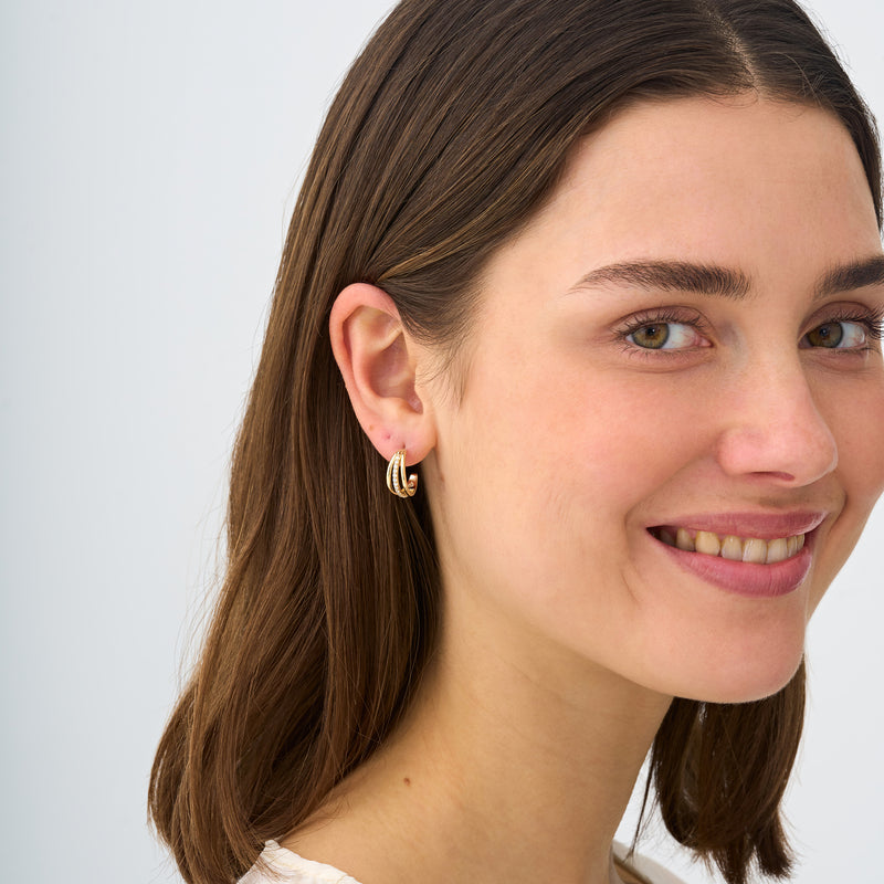 Triple Line Gold Hoop Earrings, Guinevere