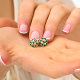 Emerald Button Earrings, Ottilie