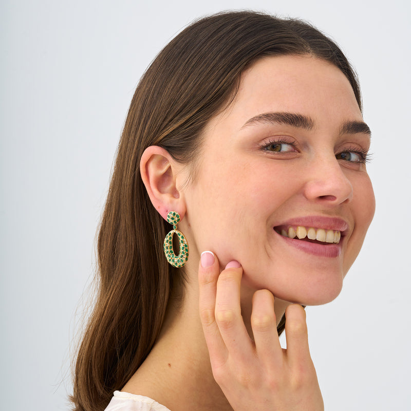 Emerald Statement Earrings, Ottilie