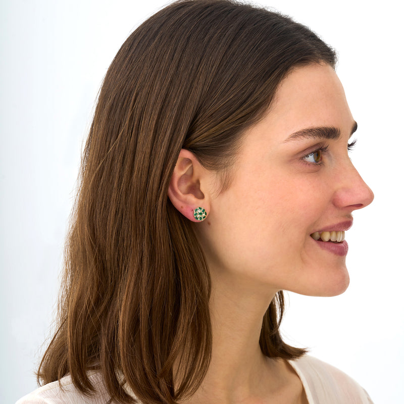 Emerald Button Earrings, Ottilie