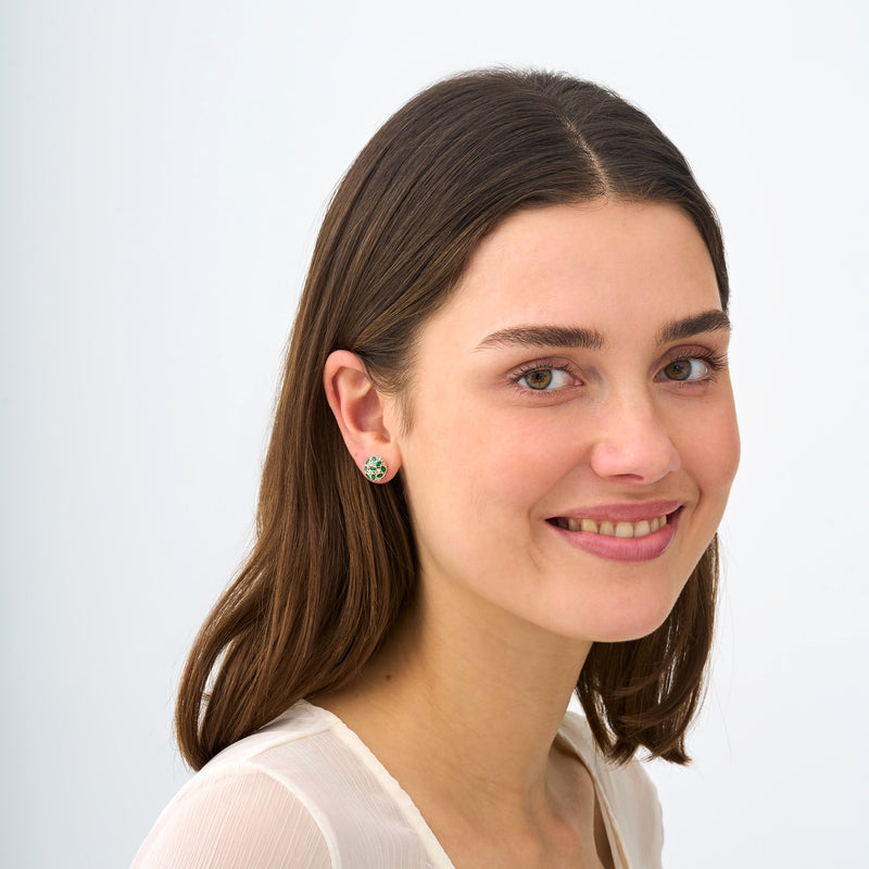 Emerald Button Earrings, Ottilie