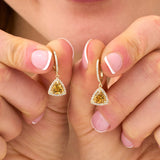 Trilliant Cut Citrine Huggie, Ziva