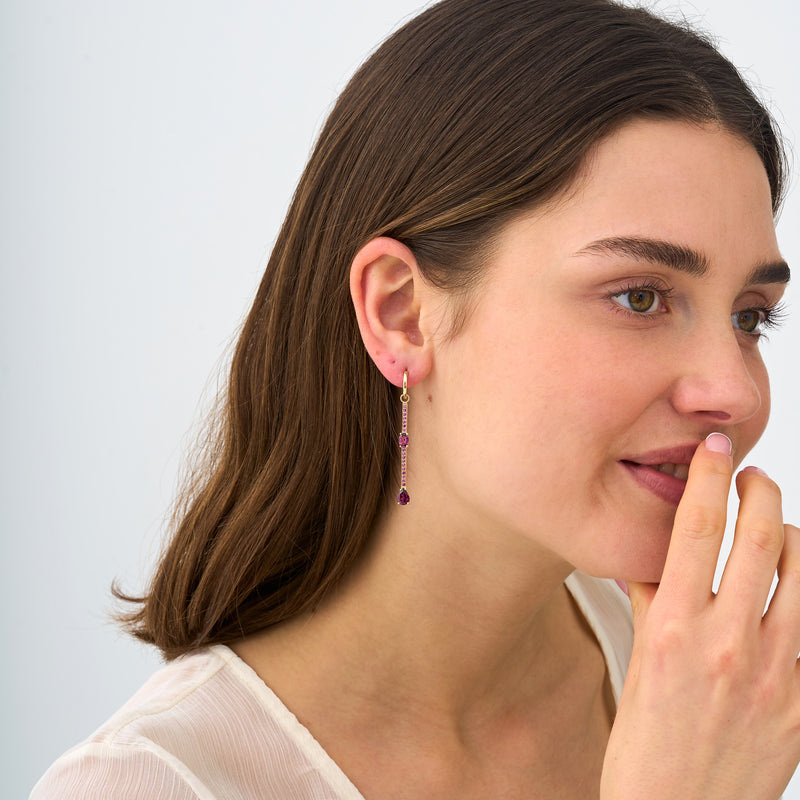 Rhodolite Drop Earrings, Diantha