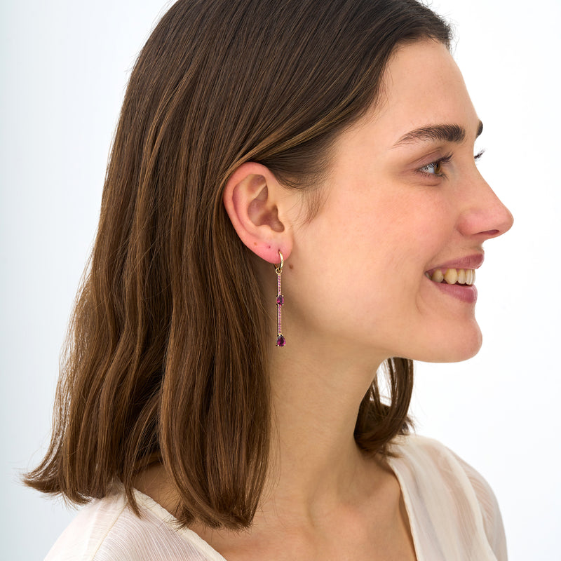 Rhodolite Drop Earrings, Diantha