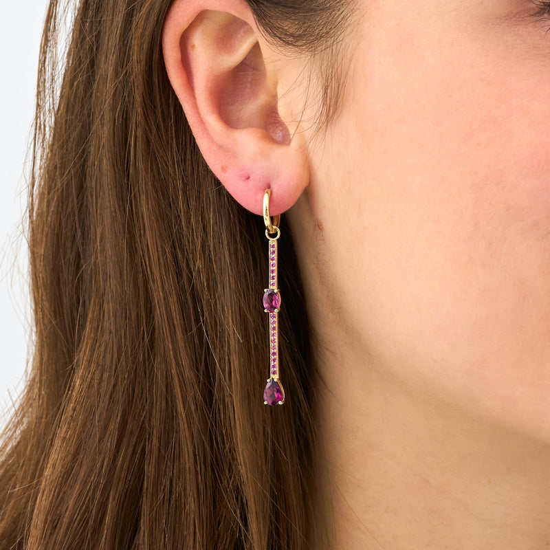 Rhodolite Drop Earrings, Diantha