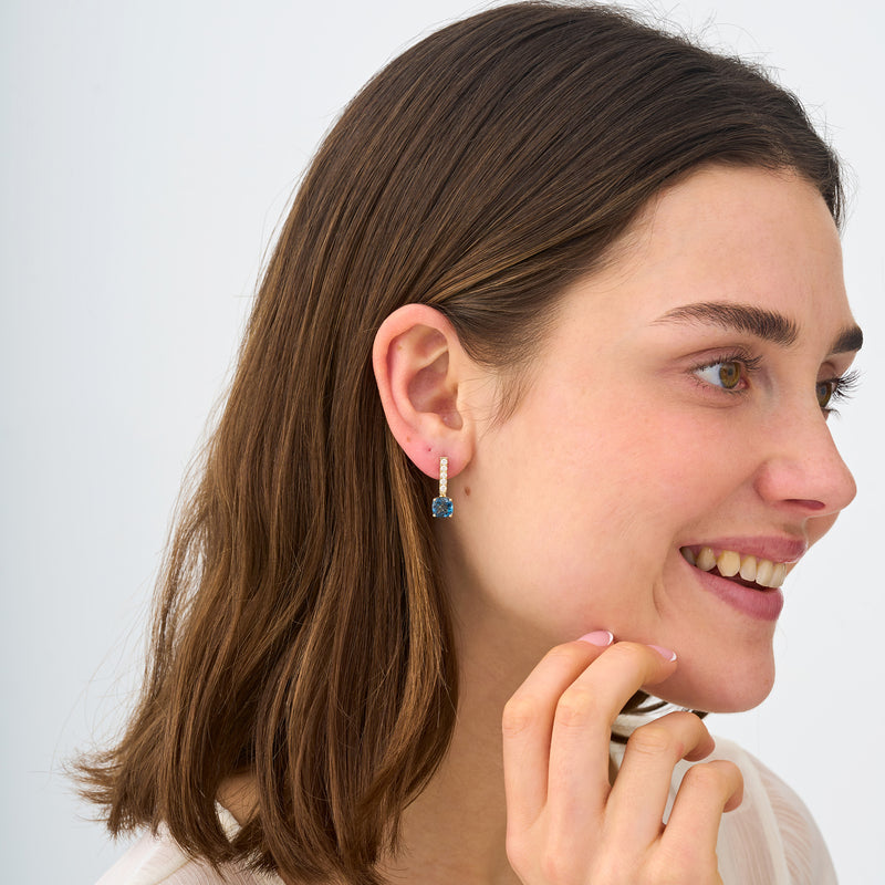 Blue Topaz & Diamond Accent Drop Earrings, Ines
