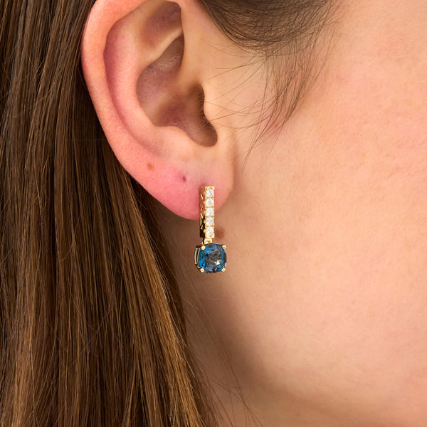 Blue Topaz & Diamond Accent Drop Earrings, Ines
