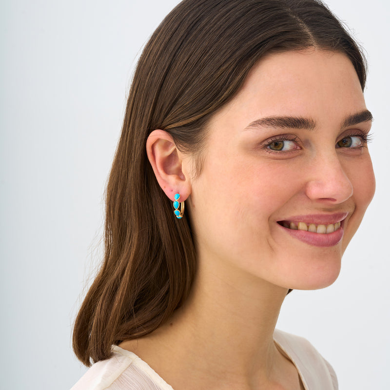 Turquoise Teardrop Huggie Earrings, Aveline