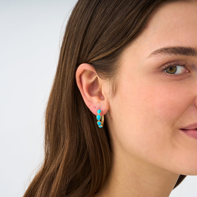 Turquoise Teardrop Huggie Earrings, Aveline