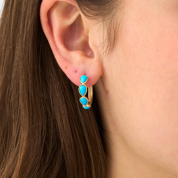 Turquoise Teardrop Huggie Earrings, Aveline