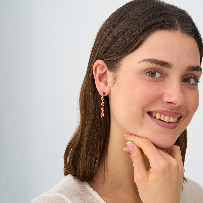 Red Coral Drop Earrings, Wisteria