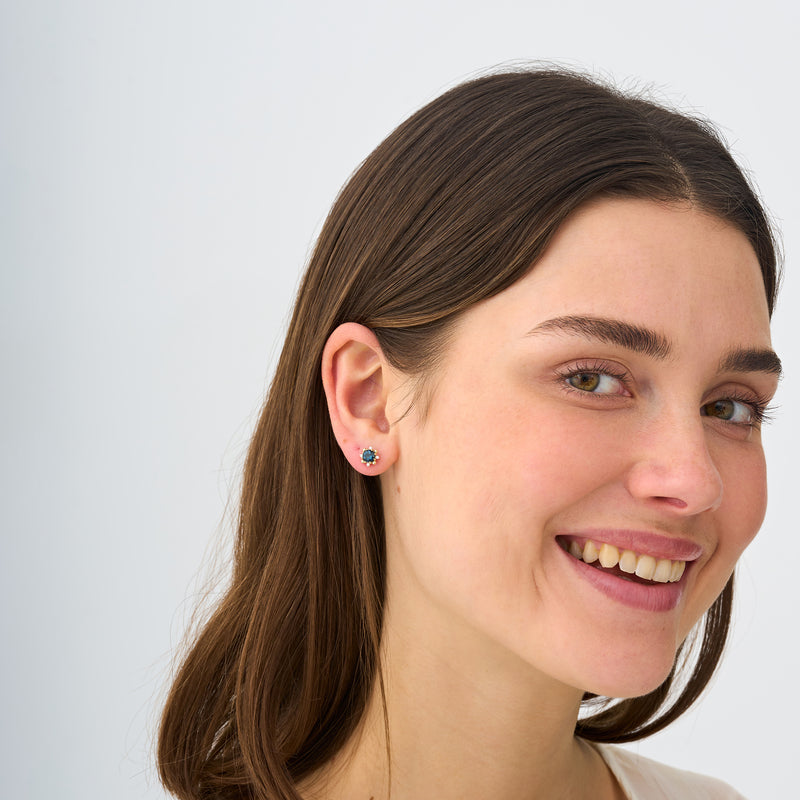 Natural Blue Topaz Stud Earrings, Ysella