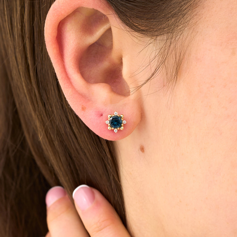 Natural Blue Topaz Stud Earrings, Ysella