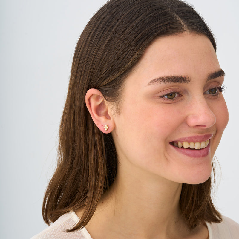 Gold Four-Bead Cluster Stud Earrings, Lumi