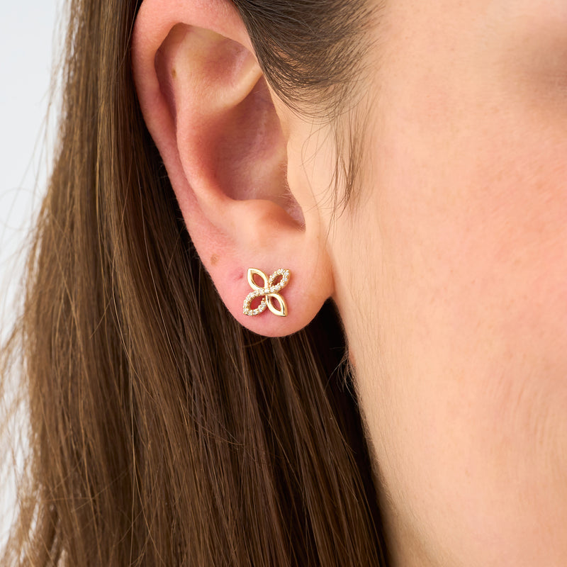 Diamond Four Leaf Clover Studs, Lavinia