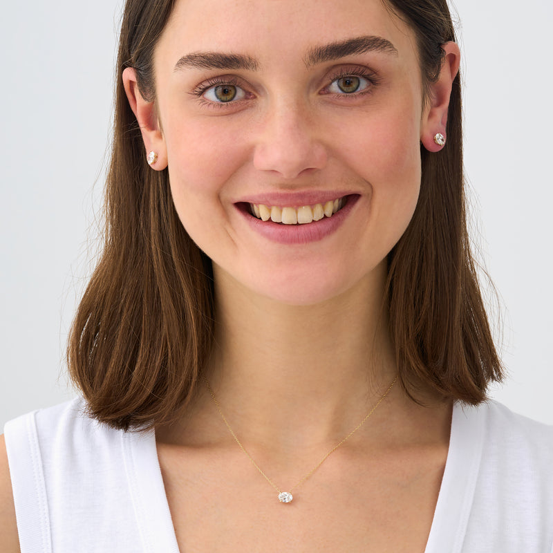 1ct Lab Grown Oval Diamond Solitaire Necklace, Neris