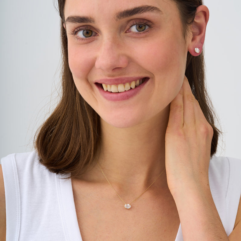 1ct Lab Grown Oval Diamond Solitaire Necklace, Neris