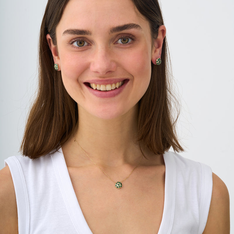 Round Cluster Emerald and Diamond Pendant, Ottilie