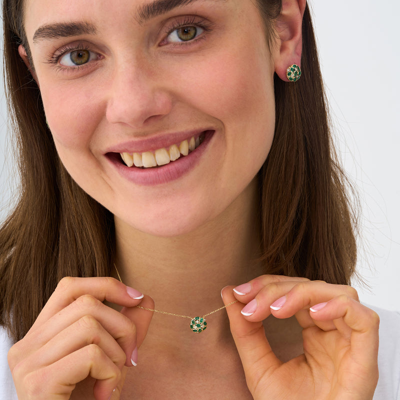 Round Cluster Emerald and Diamond Pendant, Ottilie