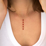 Coral Pear Cabochon Lariat Necklace, Wisteria
