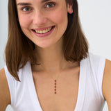 Coral Pear Cabochon Lariat Necklace, Wisteria