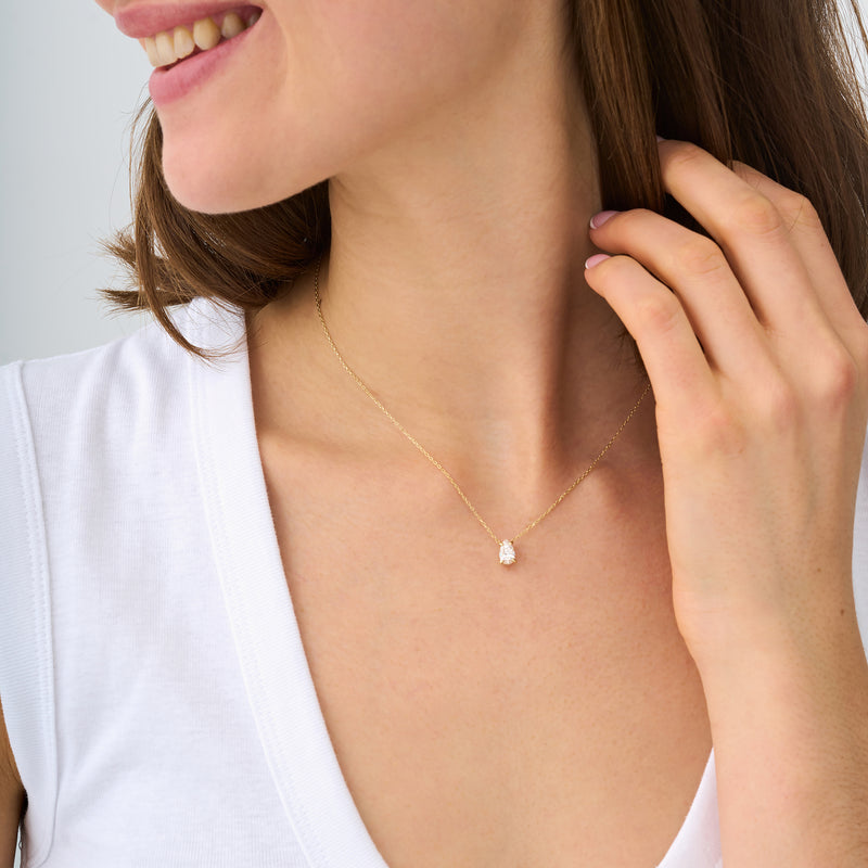 Pear Shape Lab Diamond Necklace, Holly